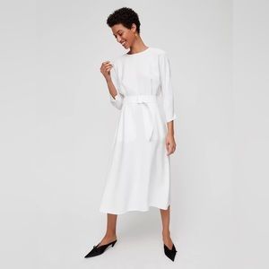 Aritzia Wilfred Tavin Crew Neck Linen Blend White Dress